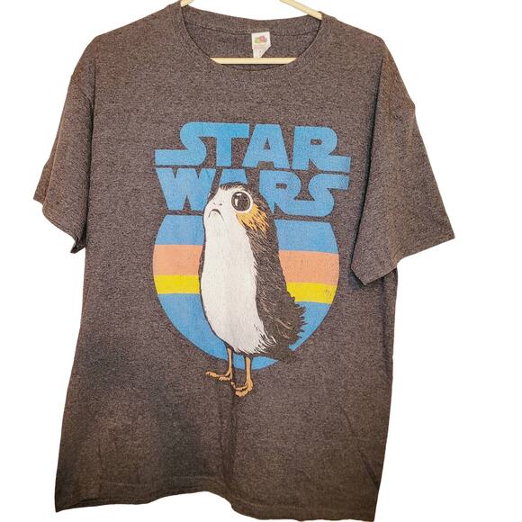 Star Wars Last Jedi Porg graphic grey short sleeved t-shirt Size Large - Picture 1 of 4